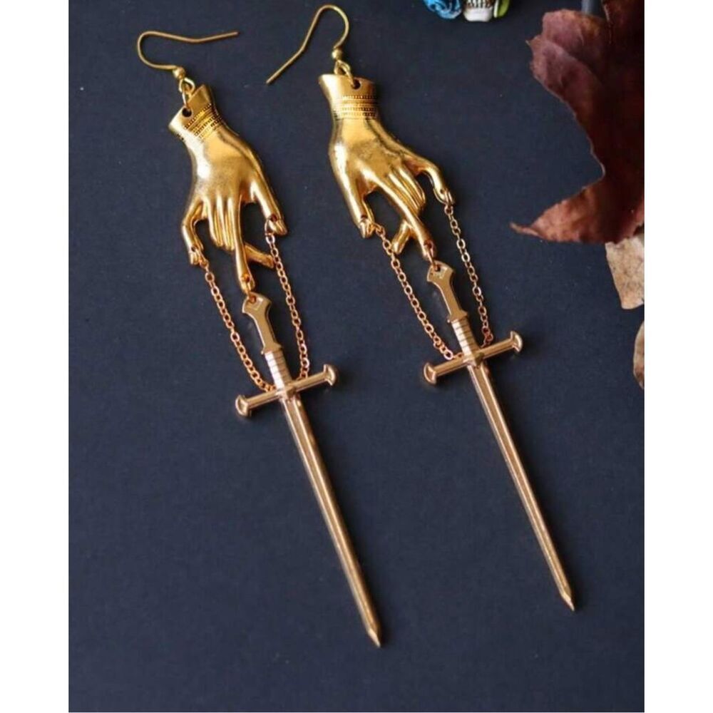 Gothic Sword in Hand Earrings